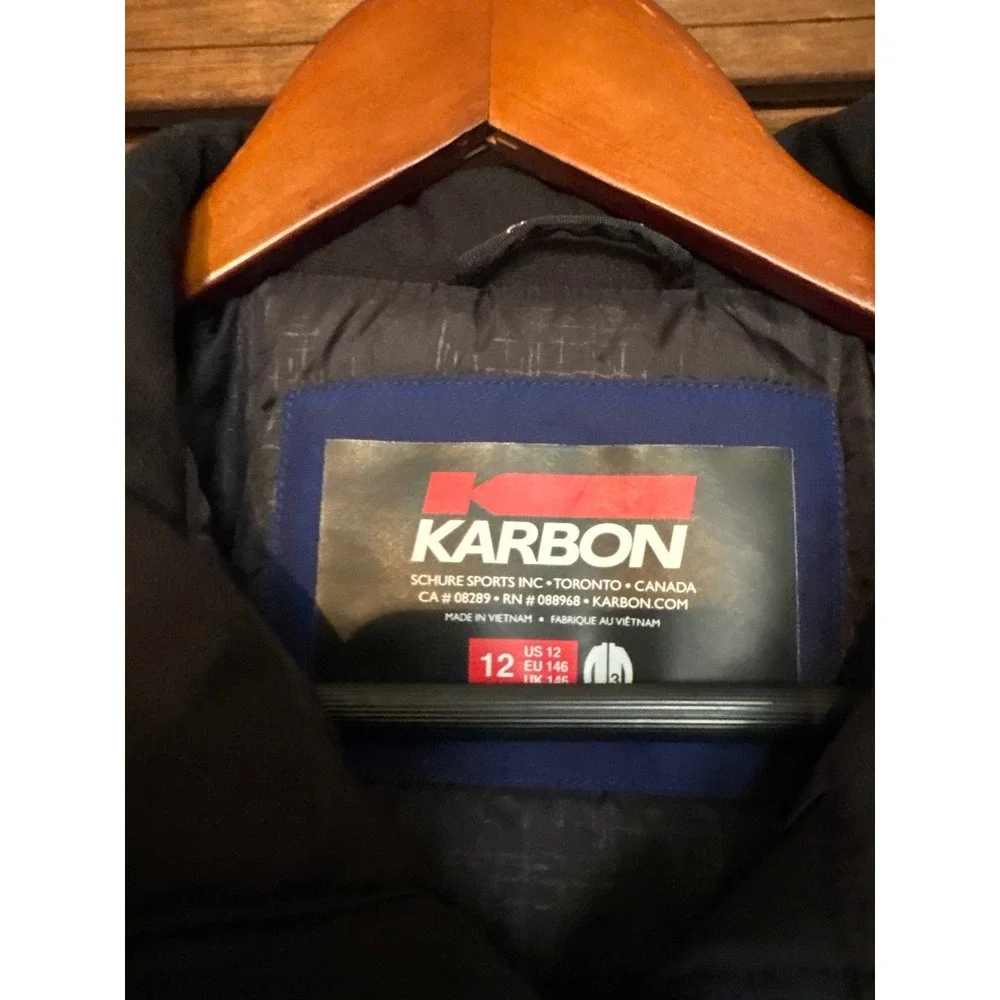 Karbon Kids Blue‎ Colorblock Ski Jacket Size 12 Waterproof Winter Snow Coat
